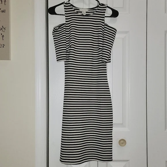 H&M | Dresses | Hm Bodycon Shoulder Less Striped Dress | Poshmark